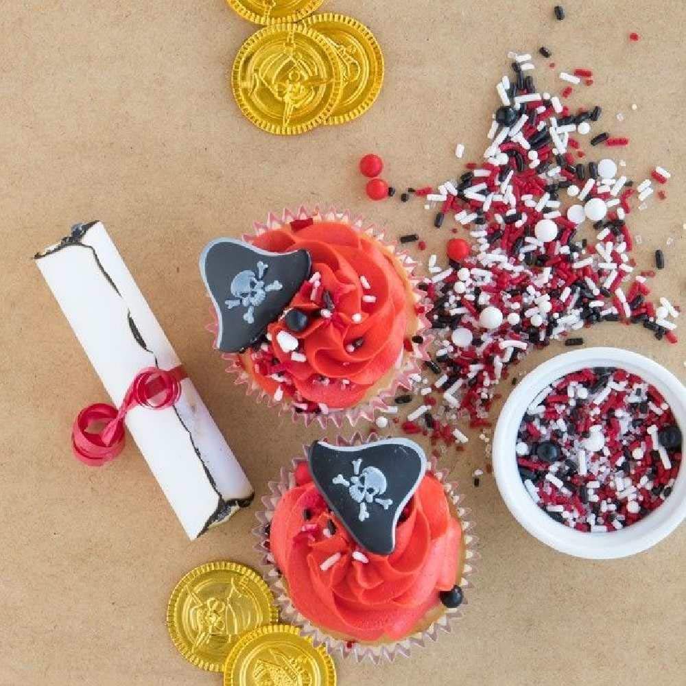 Sweets &   Boutique Red White Black Sprinkles for Cake Decorating 4 Ounce Pirate Party