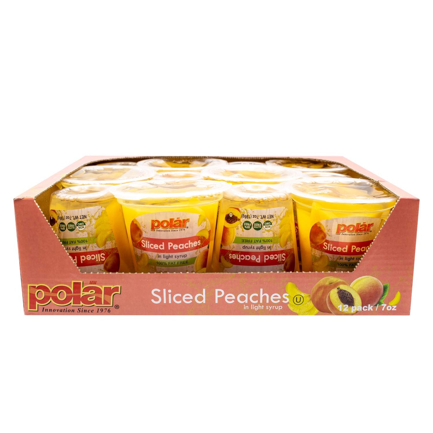 MW Polar Snack Cup, Sliced Peaches in Light Syrup, 7 Ounce (Pack of 12)