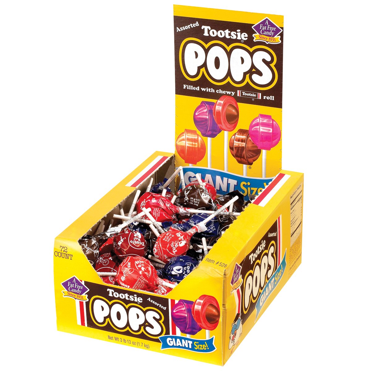 Tootsie Roll Tootsie Pops Giant Candy - Assorted Flavors - 72 Count - Peanut Free, Gluten Free, Orange - Model 4839468