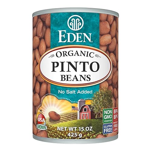 Eden Organic Pinto Beans, 15 oz Can, No Salt, Non-GMO, Gluten Free, Vegan, Kosher, U.S. Grown, Heat and Serve, Macrobiotic, Frij
