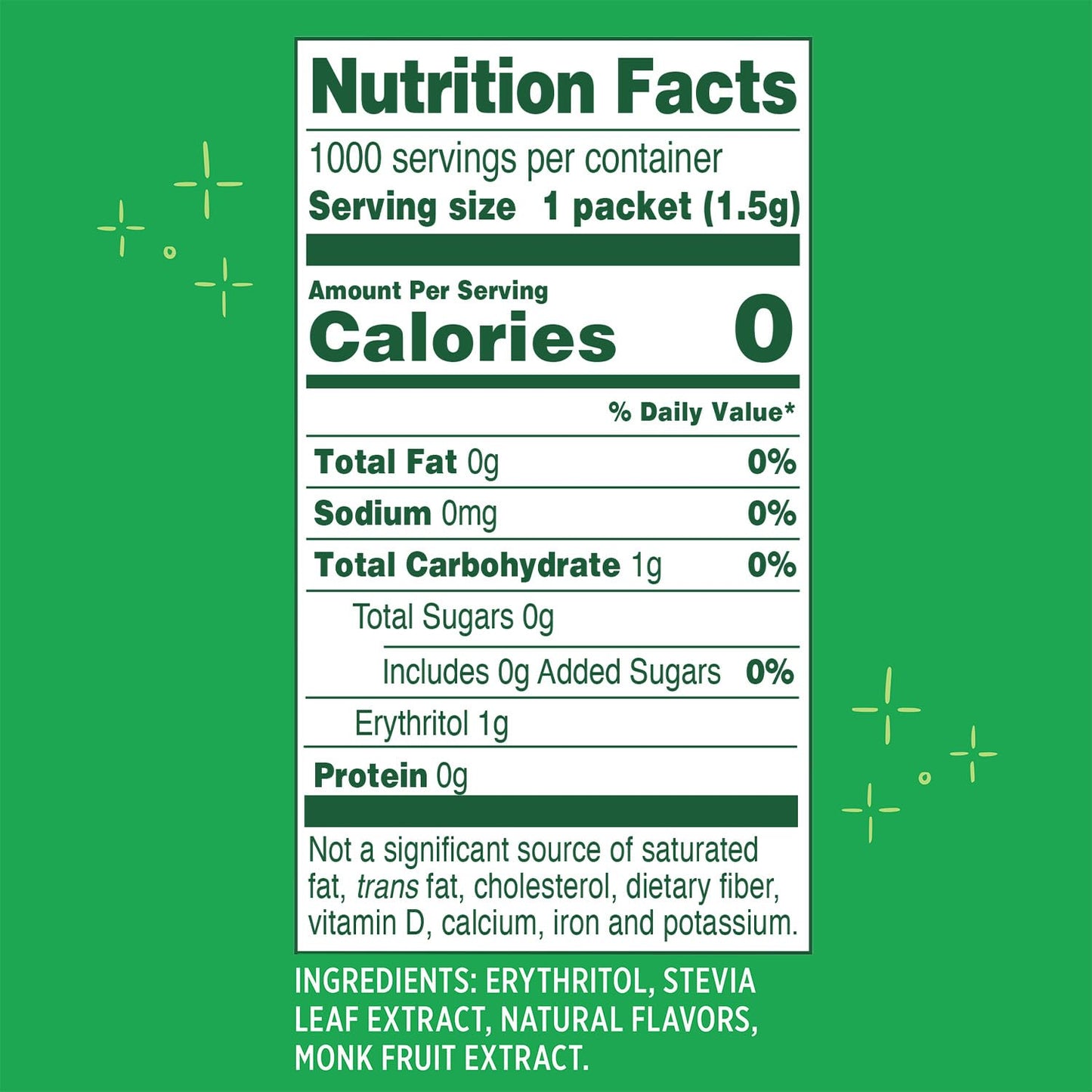 Whole Earth Sweetener Co. Stevia and Monk Fruit Sweetener  Erythritol Sweetener  Sugar Substitute  Zero Calorie Sweetener  1 000 Stevia Packets (Packaging May Vary)  70.54 Ounce