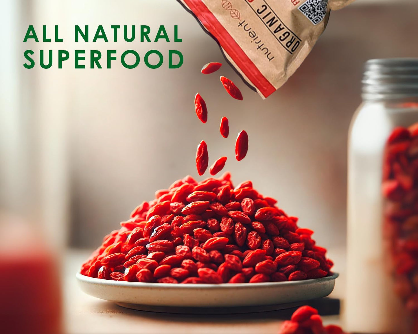 Nutrient Elements Organic Raw Goji Berries 1/2 LB - USDA Certified Superfood, Extra Large Non-GMO, Resealable Bag, Free Recipes E-Book