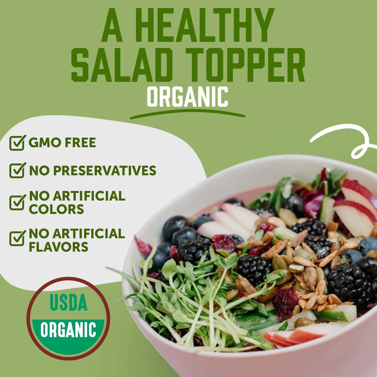 naturSource Organic Salad Topper - Salad Toppings, Salad Mix, Salad Toppers Seeds and Cranberries, Crunchy, Mixed Seeds for Sala