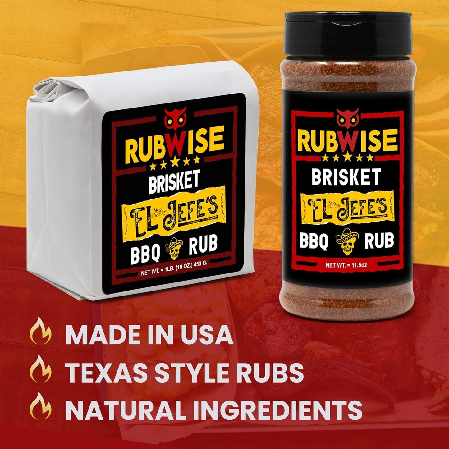 Five Star Seasonings BBQ Brisket Rub - El Jefe, 16 Ounce, Premium Dry Seasoning for smoky aroma and Grilling