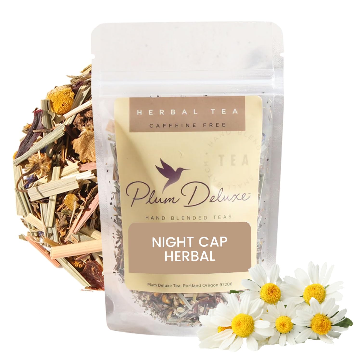 Night Cap Herbal Tea - Sleepytime Loose Leaf Tea For Relaxation & Sleep - With Chamomile  Valerian  Peppermint & Lemon Balm - Makes 60-80 Cups - Energy Blend Free - Handcrafted In Usa - Plum Deluxe