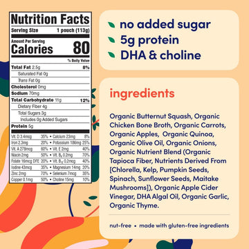 Cerebelly Organic Baby Food Pouches - Organic Chicken Bone Broth Pouches | Protein, Healthy Fats, Non-GMO | Baby Food Meals | 4