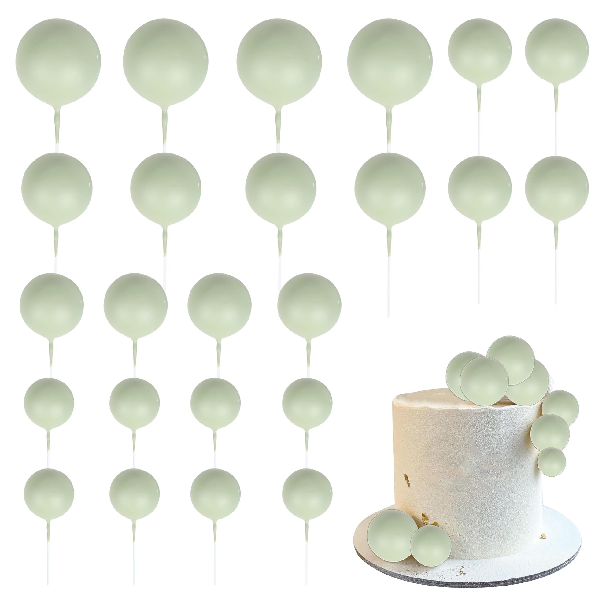 Rsstarxi Mini Balloons & Foam Balls Cake Toppers - 30 PCS, Blackish Green, Model XM402, DIY Inserts for Weddings & Parties