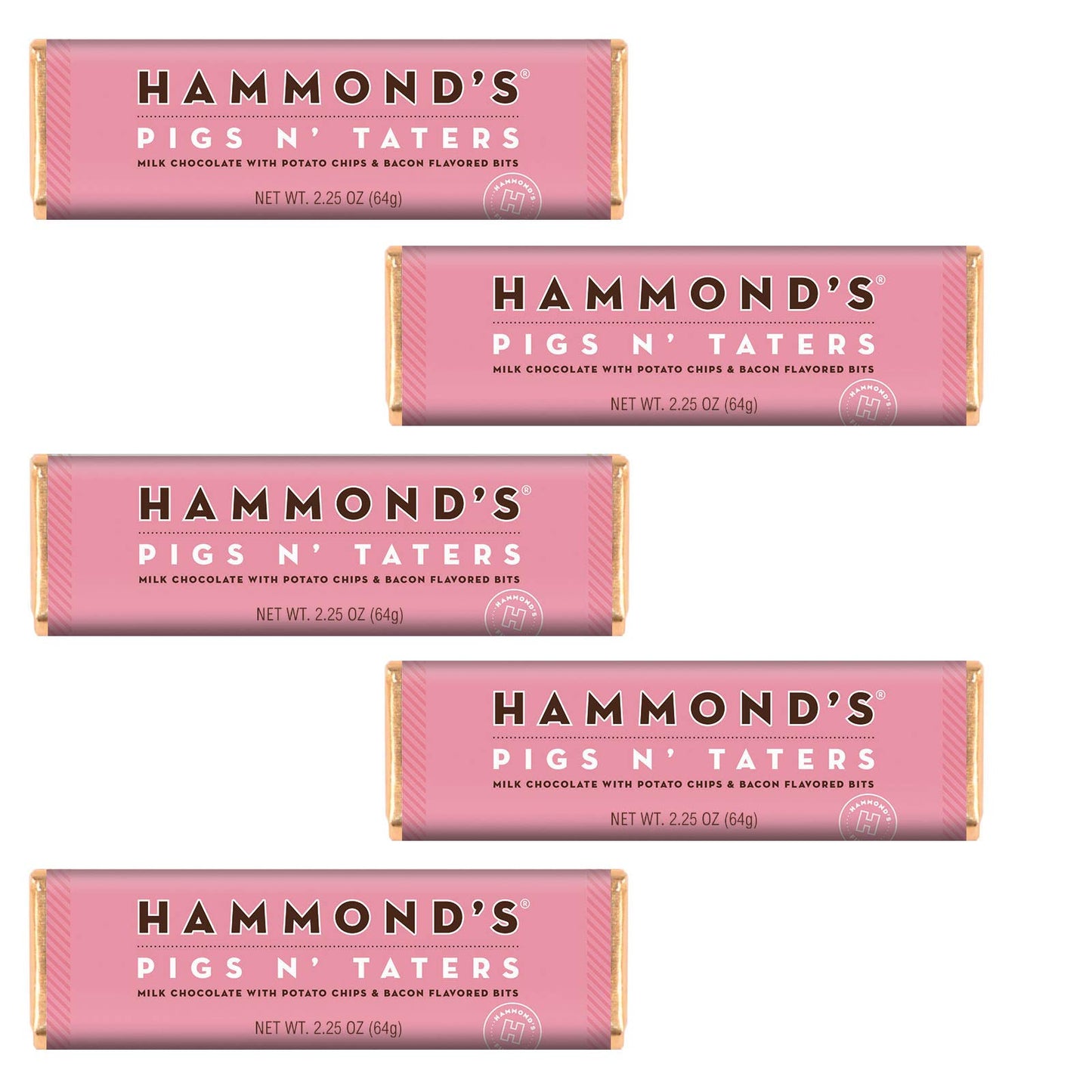 H Nds Candies Gourmet Chocolate Candy Bars – Pigs N Taters | Milk Chocolate, Potato Chips, Bacon Flavored Bits, Salty, Sweet And Savory Chocolate Bar, Handcrafted In The Usa | Pack Of 5