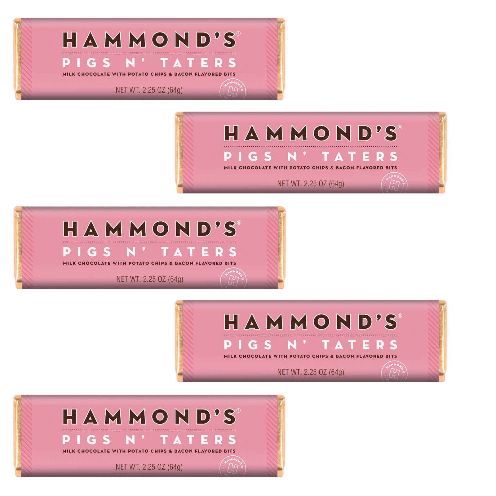 H Nds Candies Gourmet Chocolate Candy Bars – Pigs N Taters | Milk Chocolate, Potato Chips, Bacon Flavored Bits, Salty, Sweet And Savory Chocolate Bar, Handcrafted In The Usa | Pack Of 5