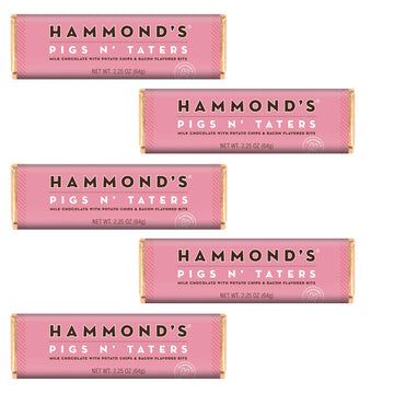 H Nds Candies Gourmet Chocolate Candy Bars – Pigs N Taters | Milk Chocolate, Potato Chips, Bacon Flavored Bits, Salty, Sweet And Savory Chocolate Bar, Handcrafted In The Usa | Pack Of 5