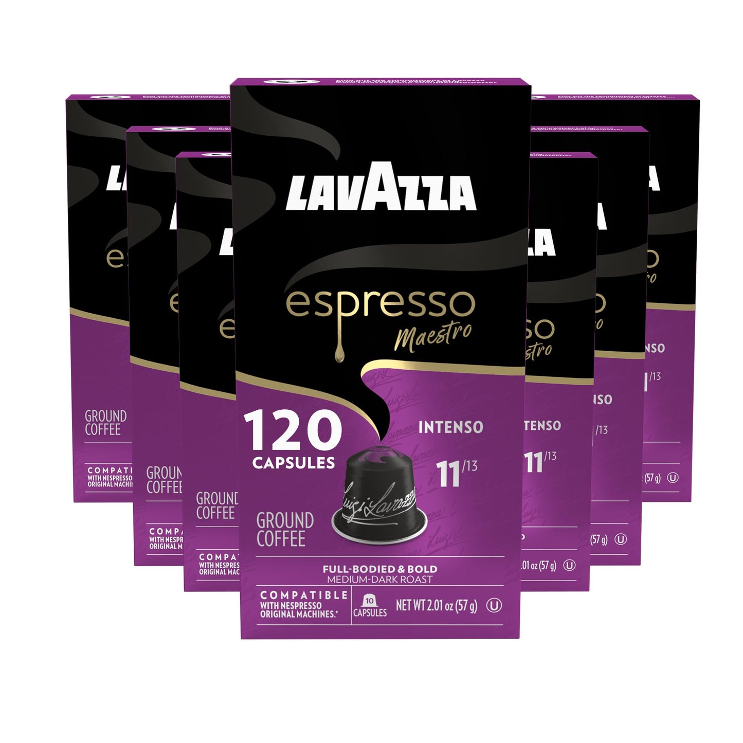 Lavazza Espresso Maestro Intenso Aluminum Capsules Compatible with Nespresso* Original Machines  Medium-Dark Espresso Roast  Arabica and Robusta (120 Capsules)