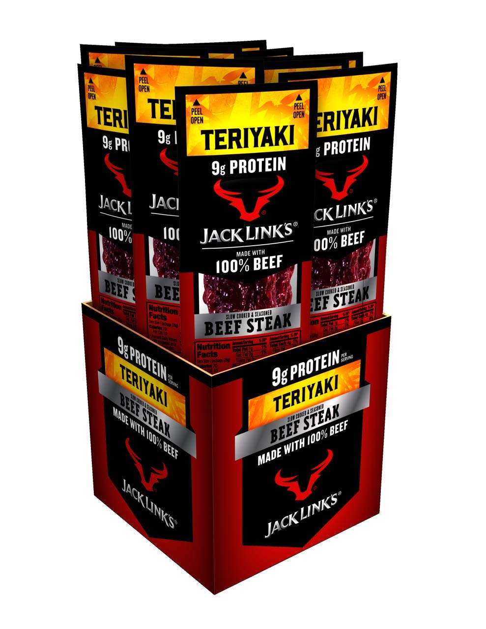 Jack Links Beef Steak Teriyaki Protein Snacks, 9g Protein, 1 Oz (12 Count)