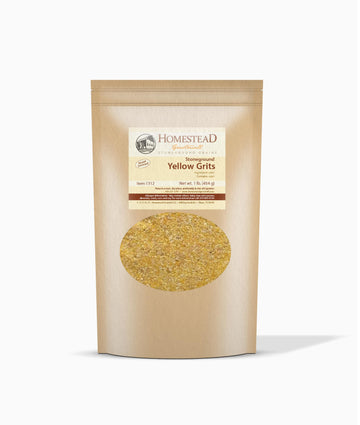 Homestead Gristmill Stone Ground Yellow Corn Grits- Non-GMO, Chemical-Free Finely Ground Stoneground Grits - Long Shelf Life - M