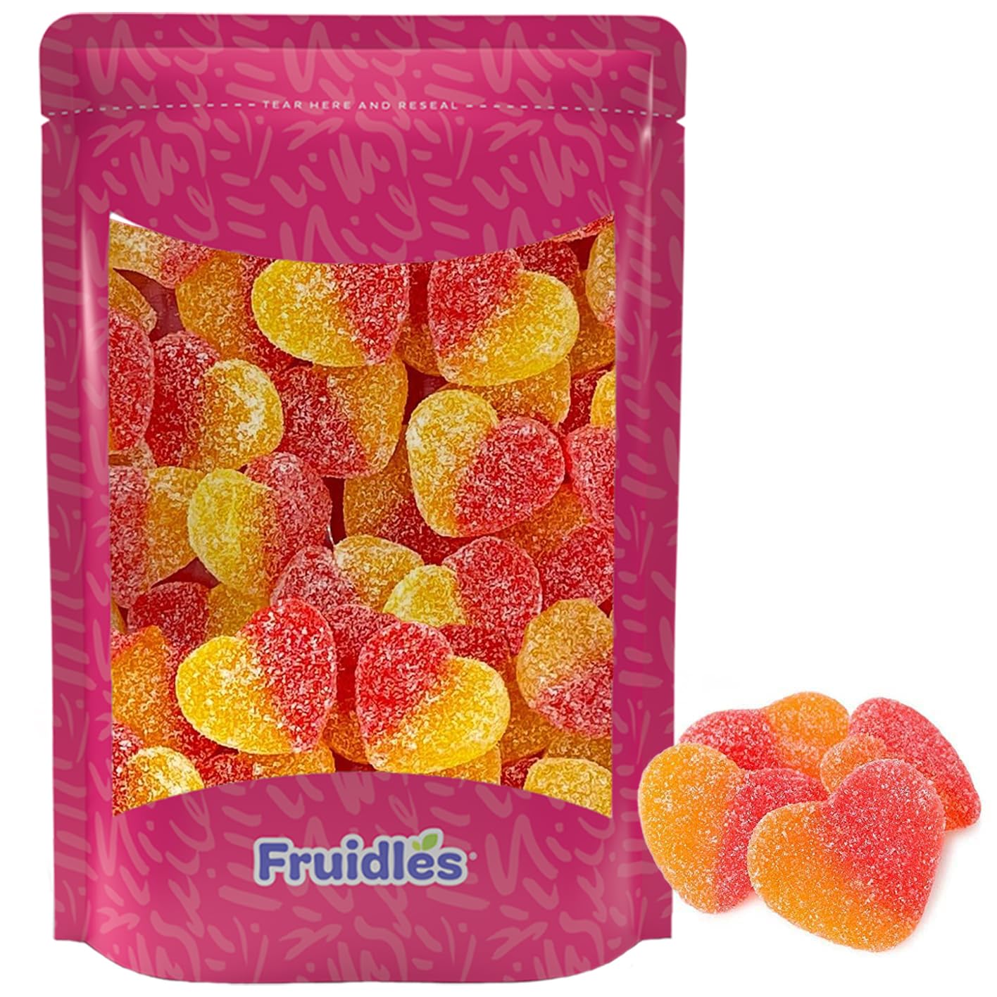 Valentine'S Candy Peach Gummi Hearts Candy, Valentine'S Day Gummy, Delicious Fruit Flavors Gummies, Party Favor (Half-Pound)