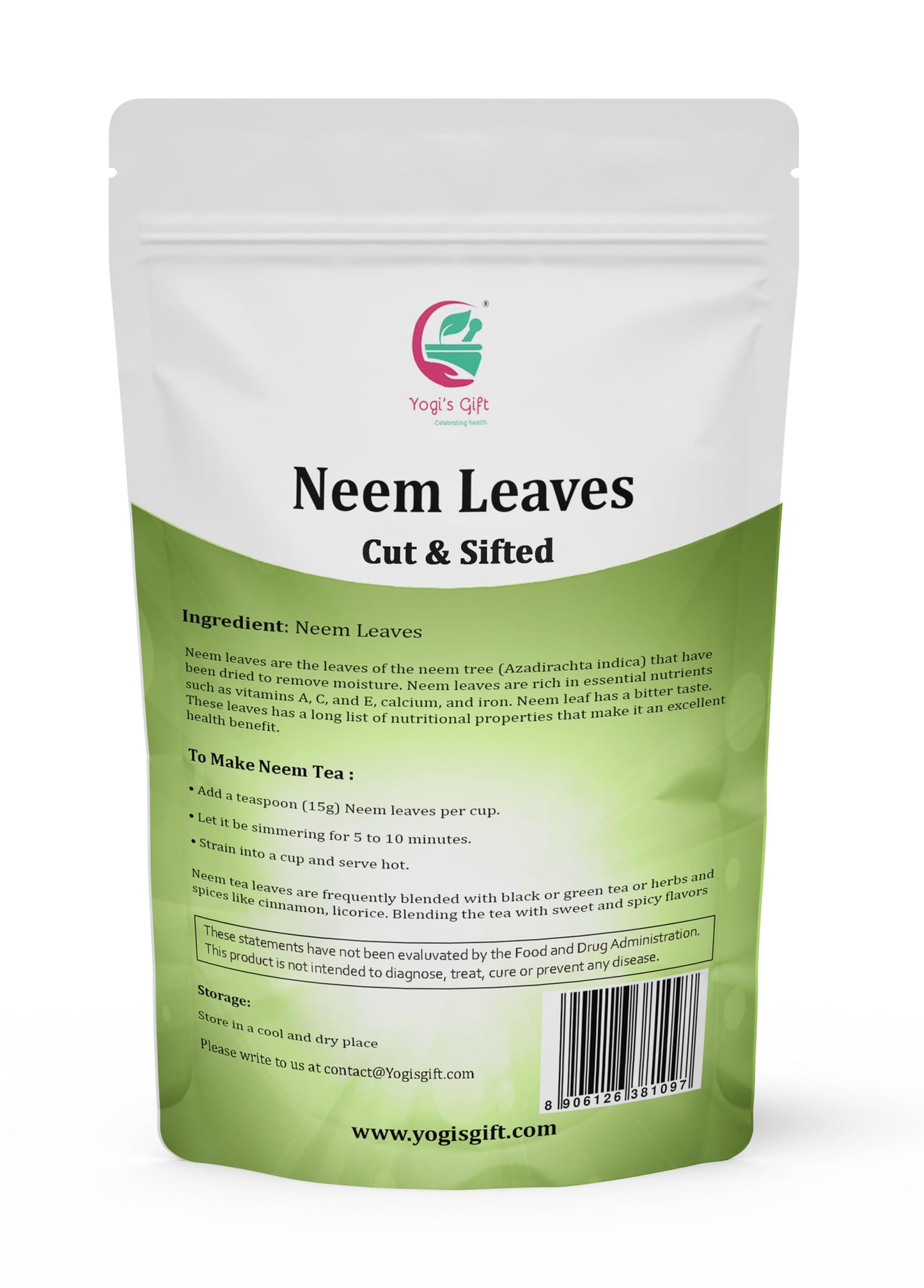 Neem Leaf 1 lb (454 grams) | 100% Natural Tea | Neem Leaves Cut and Sifted | Azadirachta Indica Leaf | Margosa Leaves | Non-GMO,