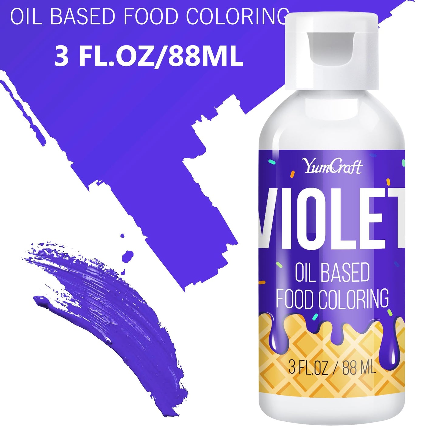 YumCraft Oil Based Food Coloring for Chocolate, Violet, 3 Fl Oz - Vibrant Color for Baking, Candy Melts, Buttercream, Frosting