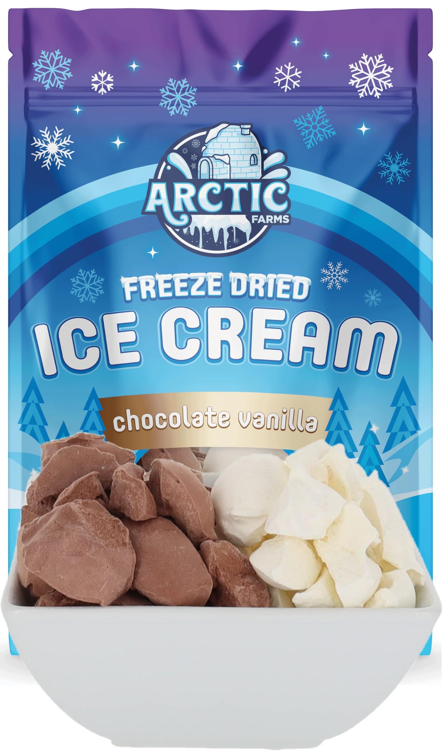 Arctic Farms Freeze Dried Ice Cream Bits Bagged And Boxed - Does Not Melt (Chocolate Vanilla Mix)