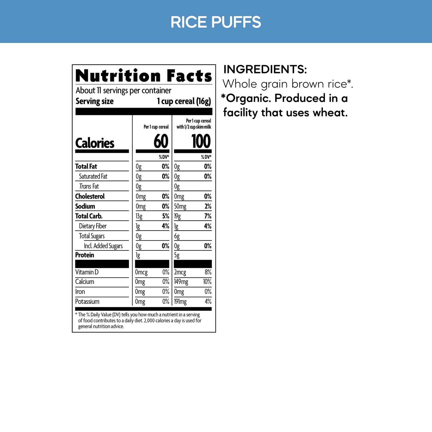 Nature'S Path Organic Rice Puffs Cereal, Earth Friendly Package, Non-Gmo, 16G Whole Grains, No Added Sugar, 6 Oz, Pack Of 12