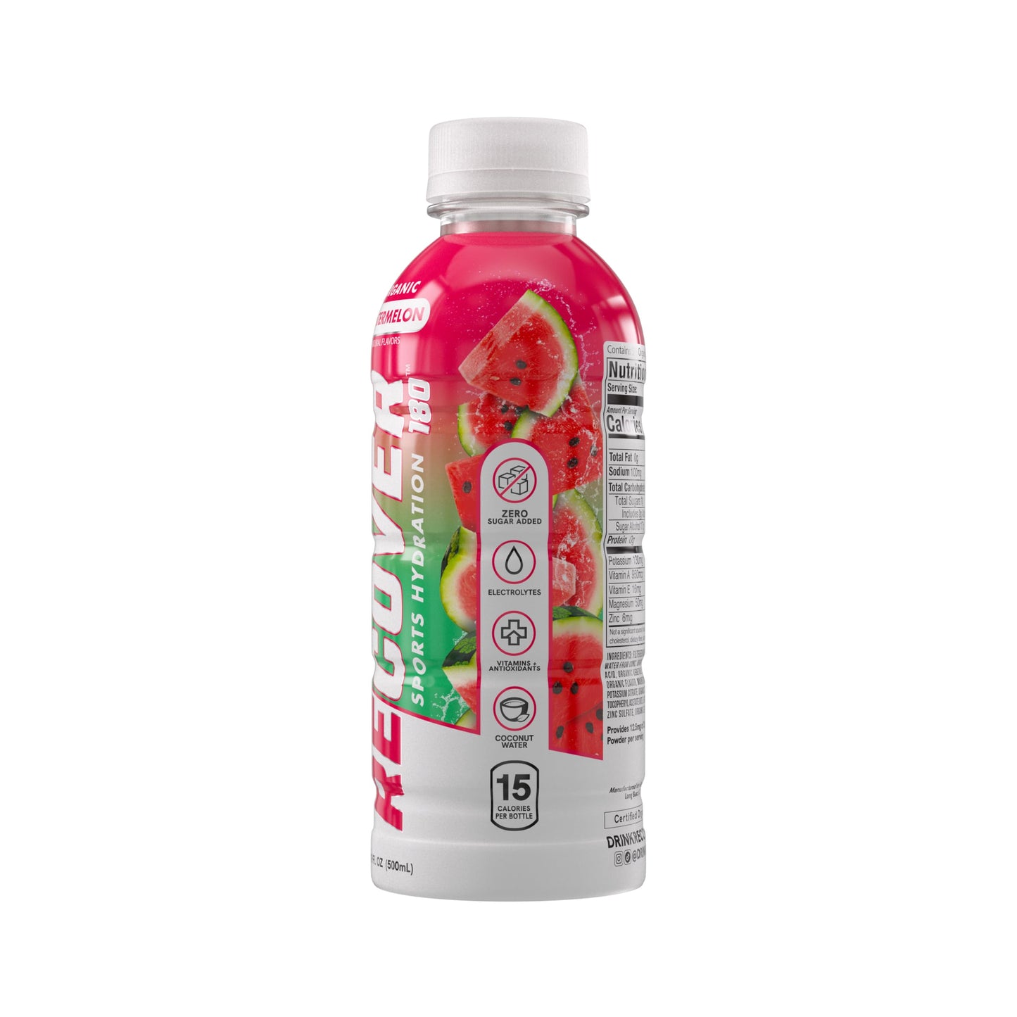 RECOVER 180 Organic Sports Hydration Drink, No Sugar Added, 20 Calorie Sports Beverage, Organic Flavors With Vitamins, Potassium