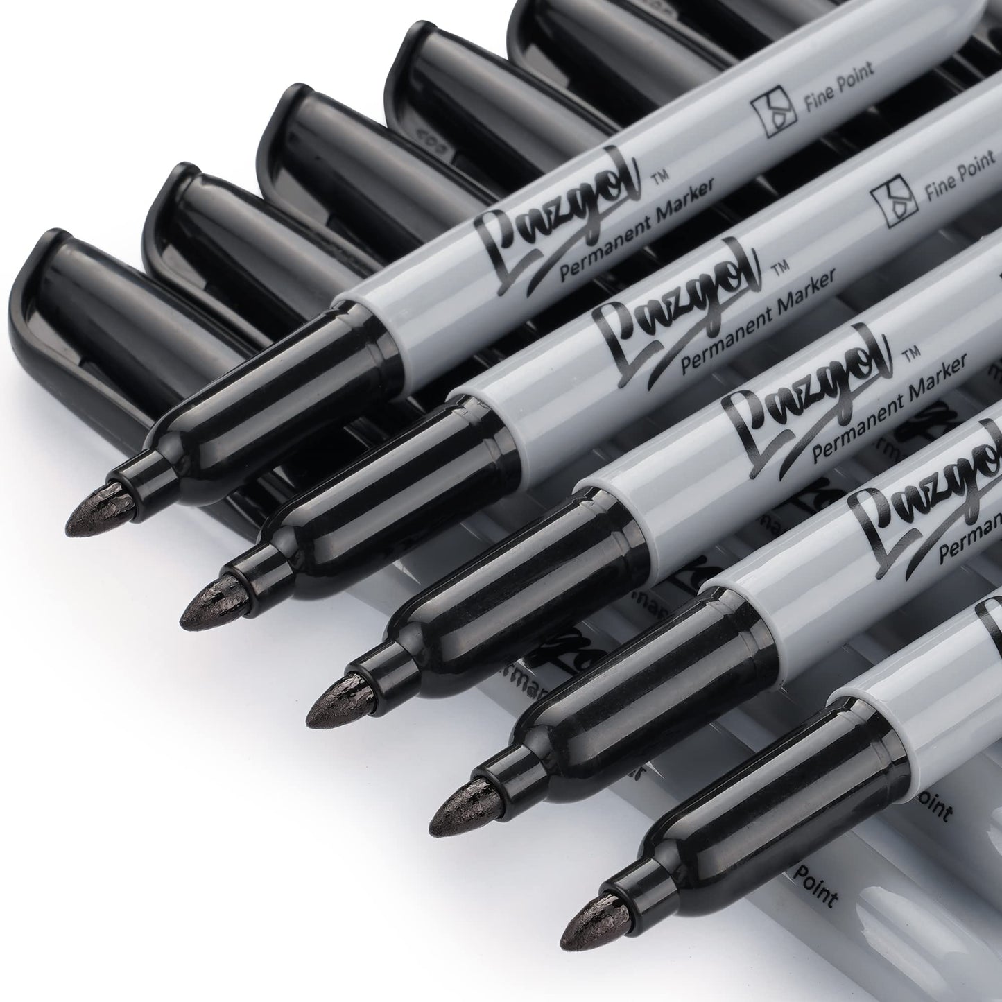 Lazgol Permanent Markers Bulk, 32 Pack Black Permanent Marker Set, Fine Tip, Waterproof Markers, Premium Smear Proof Pens, Water