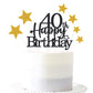 Pargleev Glittery 40th Birthday Cake Topper, Personalised Party Decoration, Black Gold, Paper