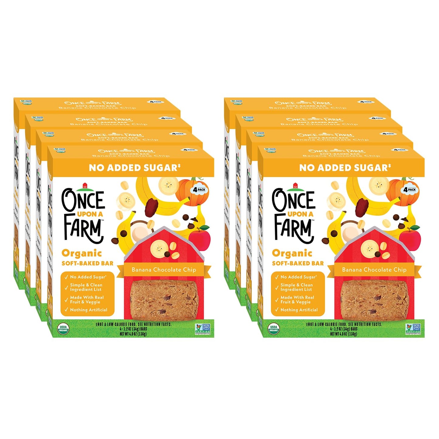 Once Upon a Farm | Organic Banana Chocolate Chip Soft Baked Bar | Chocolate, Banana, Vanilla & Oats | Made with Real Fruit & Veg