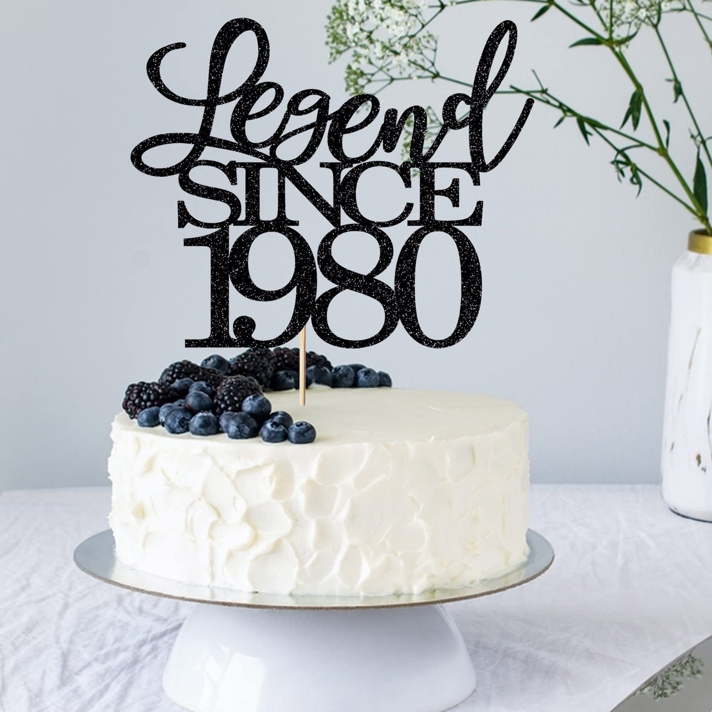 Migeaks Legend Since 1980 Cake Topper 44Th Birthday Happy Birthday Cake Topper Men And Women Cheer 44 Years Old Handmade Black G