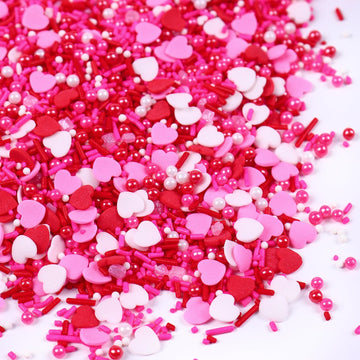 Valentines Sprinkles for Baking 4.2oz White Red Pink Jimmies and Heart Sprinkles for Cake Decorating Valentine Sprinkles for Coo