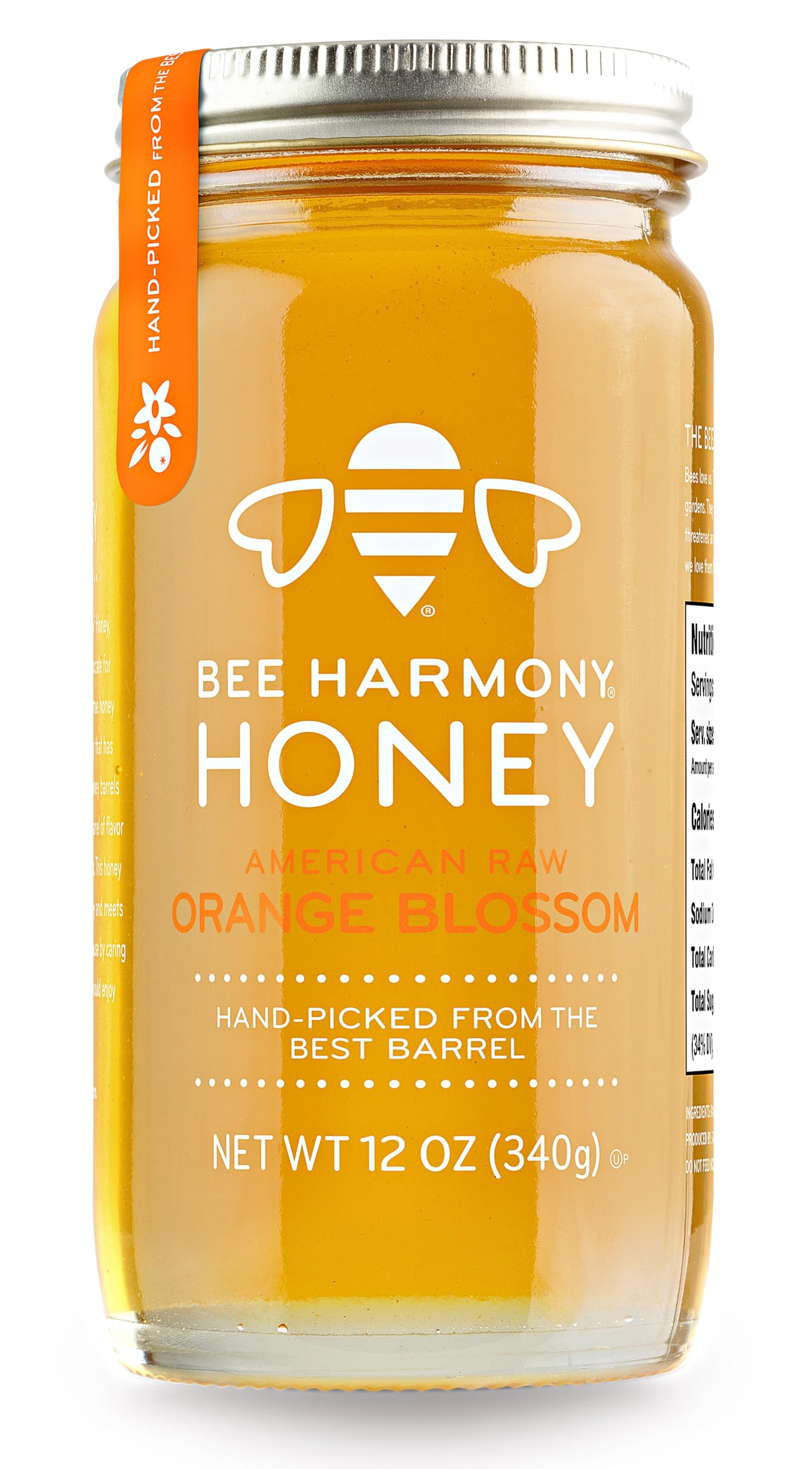 Bee Harmony American Raw Orange Blossom Honey, 12 Ounce