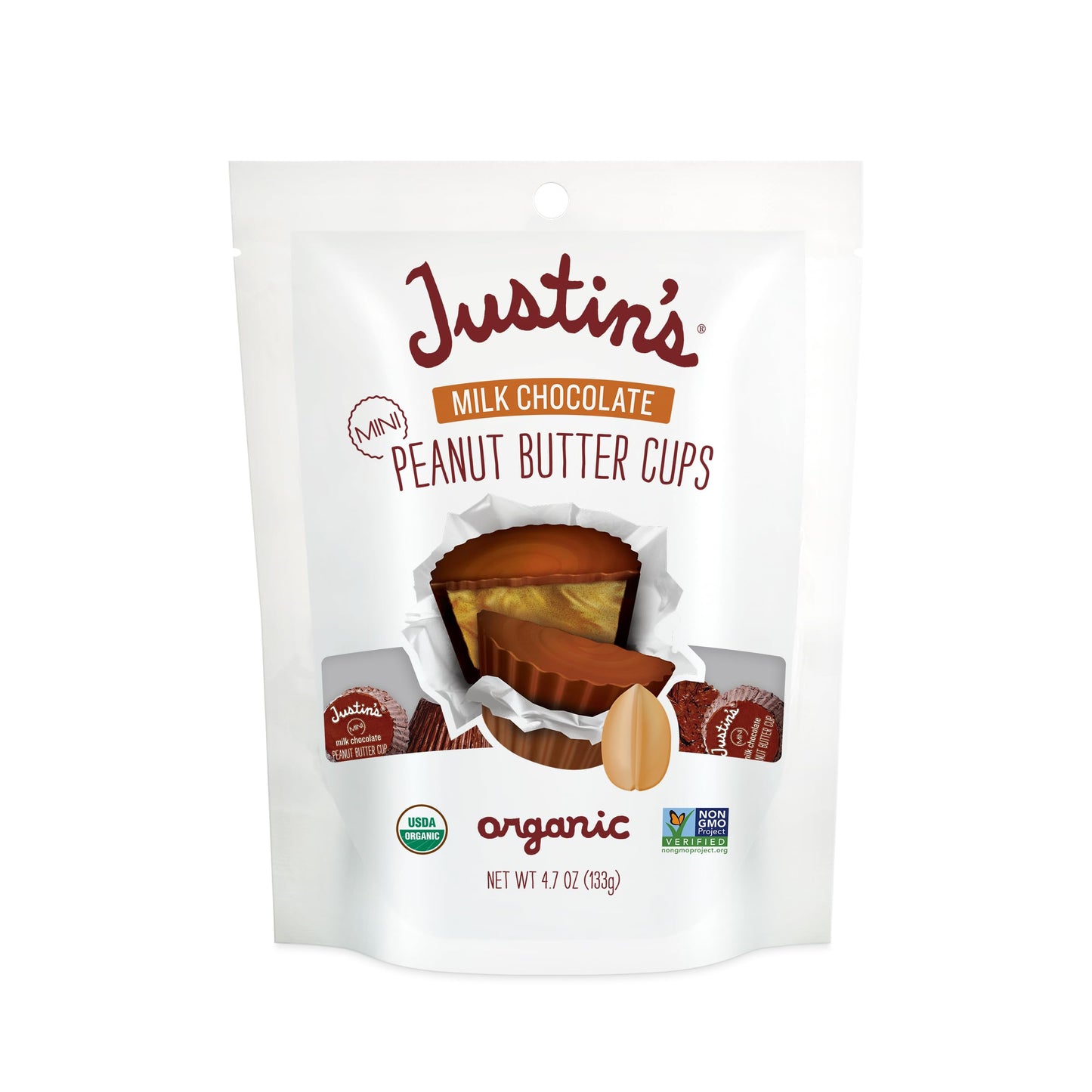 Justins, Mini Peanut Butter Cups, Milk Chocolate, 4.7 oz