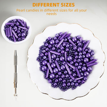 Kasvan Purple Mix Sugar Sprinkles - Edible Candy Pearls With 4-Claw Sprinkle Pen,118G/4.16 Oz, Gift Box Pack, Baking Cake Decora