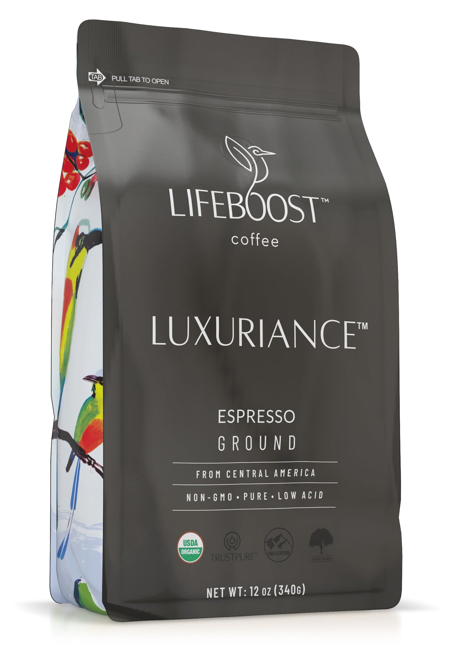 Lifeboost Organic Espresso Ground Coffee - Non-GMO Low Acid Single Origin USDA Shade Grown Organic Espresso Coffee - Third Party