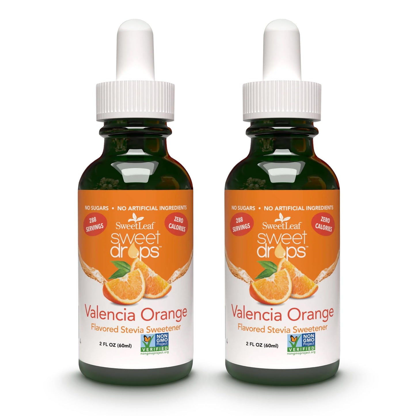 SweetLeaf Stevia Sweet Drops Valencia Orange - Liquid Stevia Drops Sweetener, Zero Calorie, Non-GMO Flavored Stevia Liquid Sugar Substitute for Sugar-Free Sodas, Mixed Drinks, Iced Tea, 2 Fl Oz (Pack of 2)