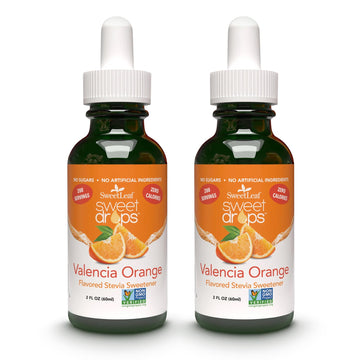 SweetLeaf Stevia Sweet Drops Valencia Orange - Liquid Stevia Drops Sweetener, Zero Calorie, Non-GMO Flavored Stevia Liquid Sugar Substitute for Sugar-Free Sodas, Mixed Drinks, Iced Tea, 2 Fl Oz (Pack of 2)
