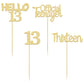 Gyufise 24Pcs Gold Glitter 13Th Birthday Cupcake Toppers Hello 13 Thirteen Cake Toppers Official Teenager Cupcake Picks 13Th Bir