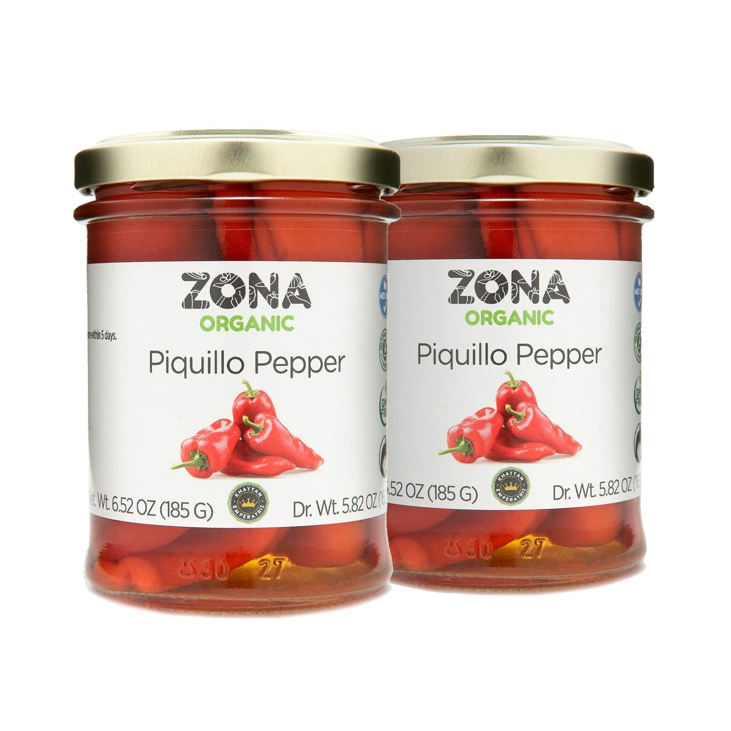 Zona Organic | Spanish Fire Roasted Piquillo Peppers | 6.5 oz (Pack of 2)