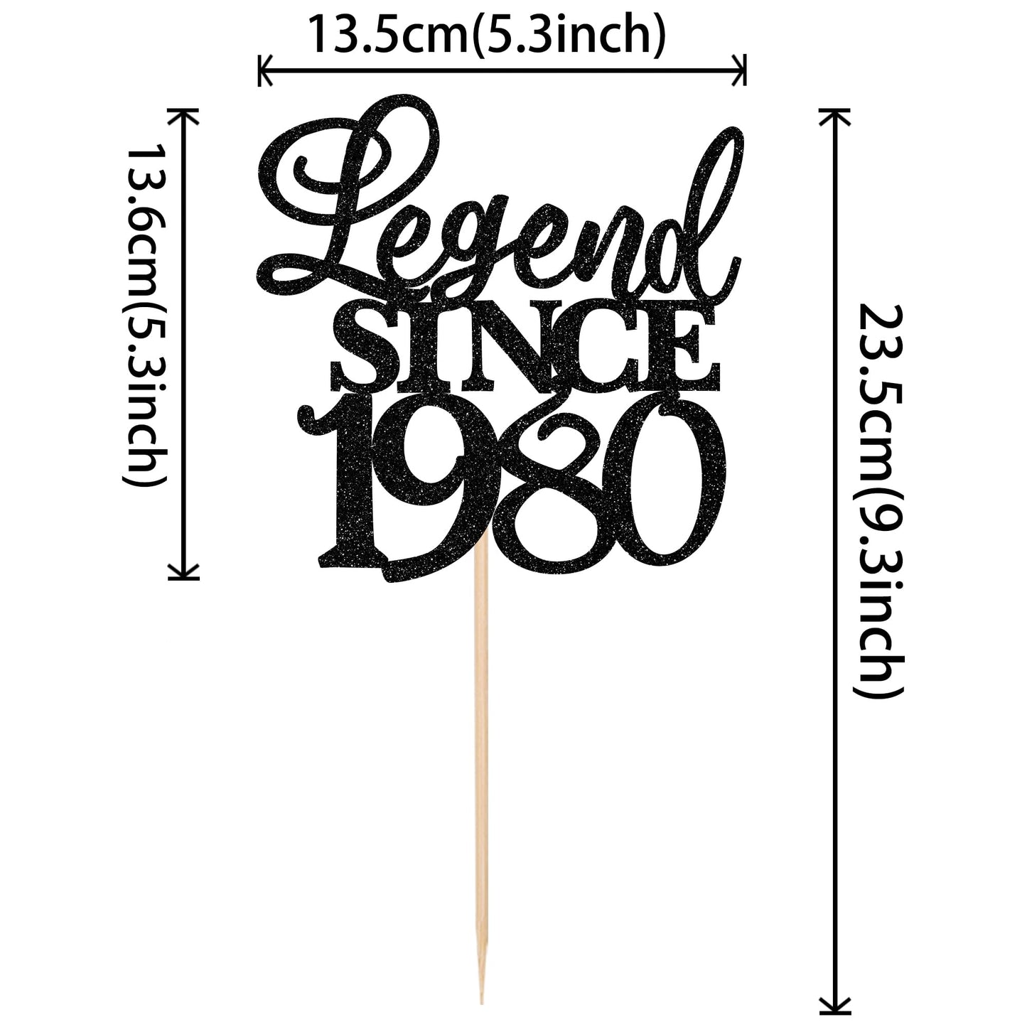 Rssta i Cake Topper - Glitter 45th Birthday Decoration, Black