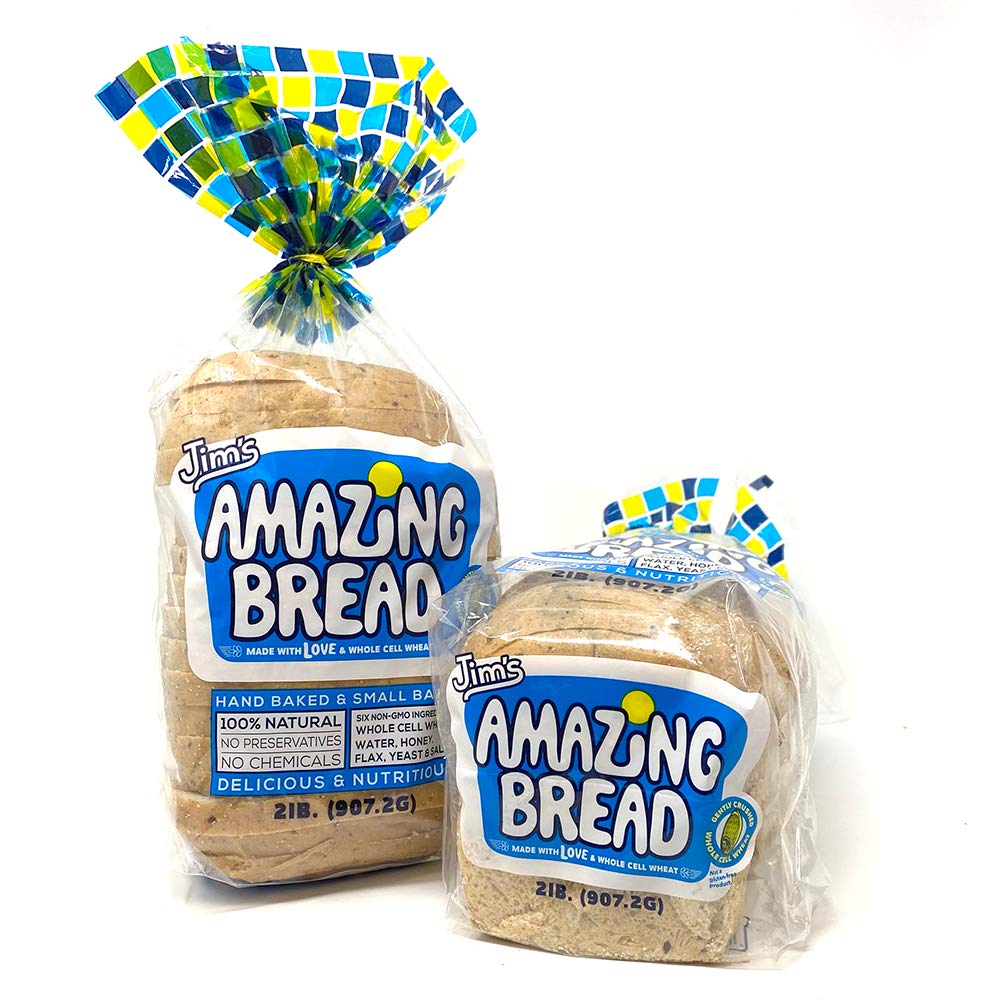 Jim'S Amazing Bread / Sliced Whole Cell Wheat Bread 2Lb / Gluten Inactive / 5G Of Fiber/ 6 All-Natural Ingredients / Non-Gmo / D