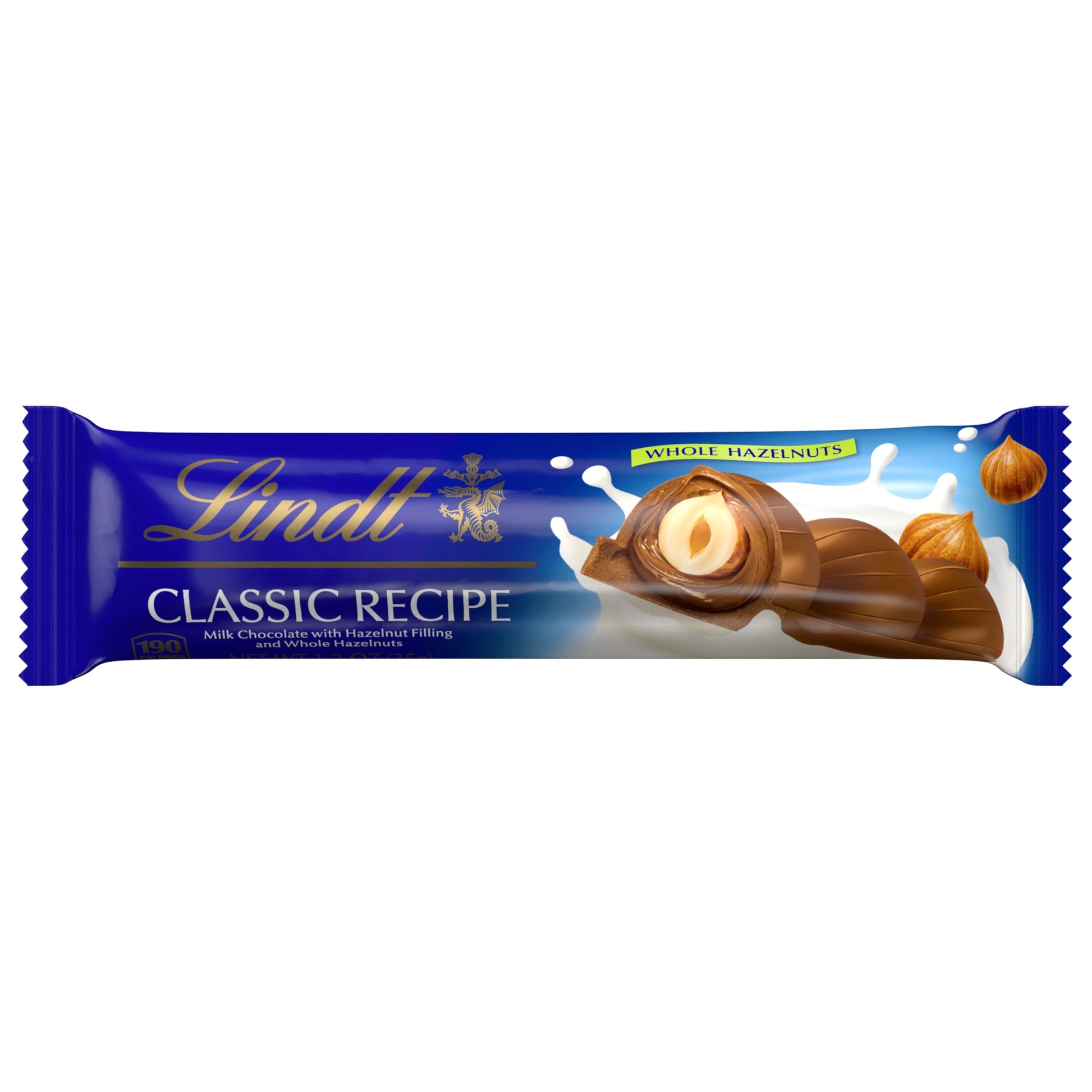 Lindt Classic Recipe Whole Hazelnut Milk Chocolate Stick  Milk Chocolate Candy With Whole Hazelnuts  1.2 Oz.
