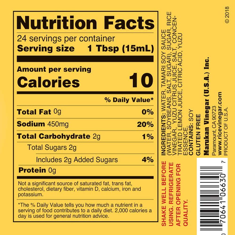 Marukan Ponzu Yuzu Soy Citrus Dressing (Yellow Label), 12 Ounce Glass Bottle (Pack Of 6)