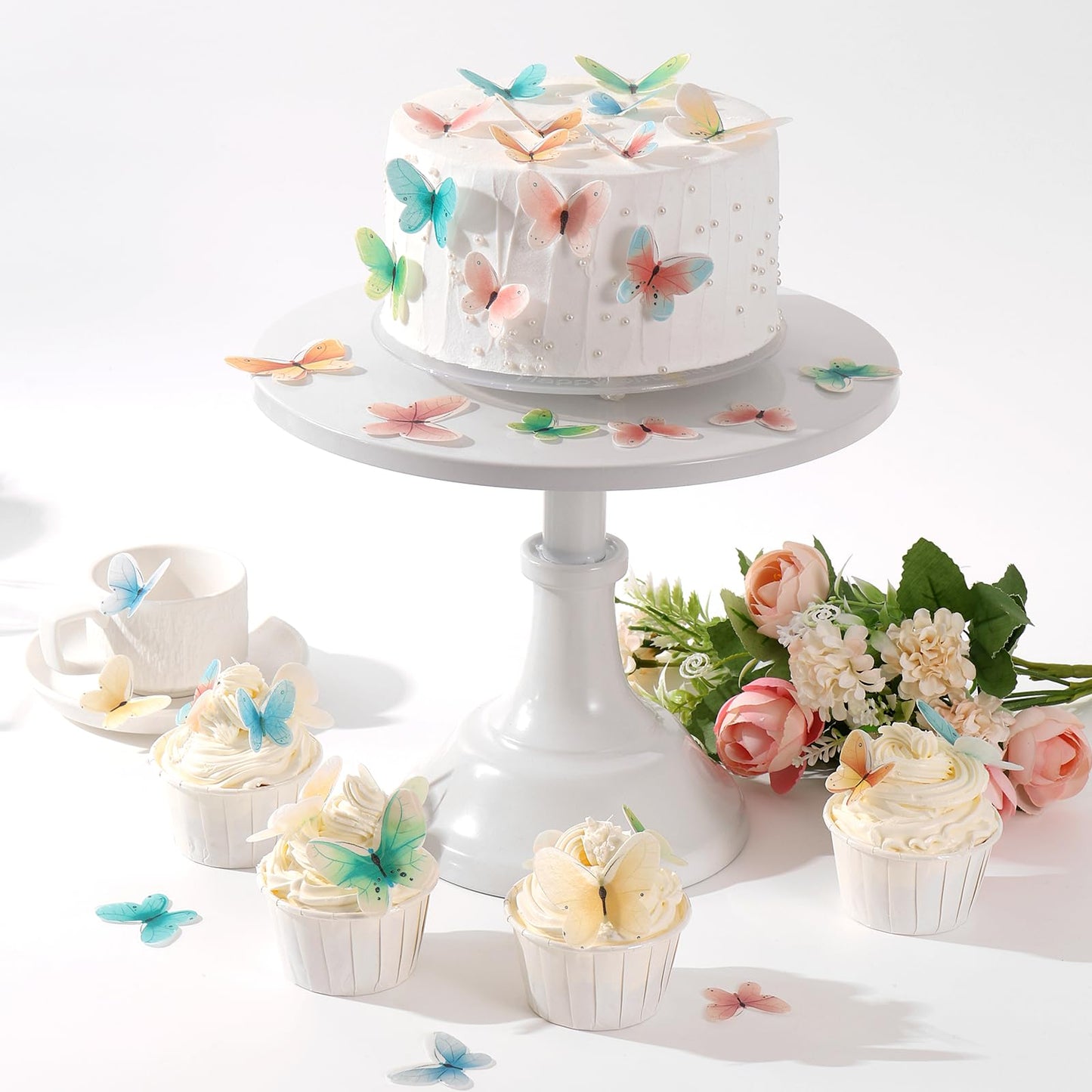 Yocity 40Pcs Edible Wafer Paper Butterflies Cake Toppers Edible Butterfly Cake Cupcake Topper Baby Shower Kids Birthday Wedding