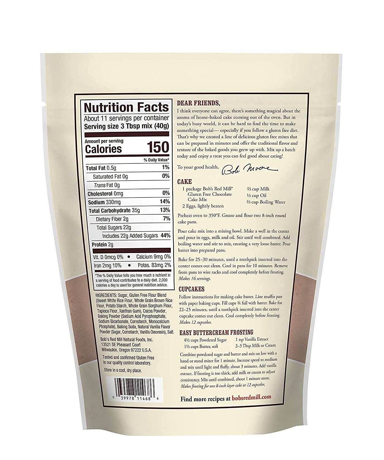 Bob's Red Mill Gluten Free Chocolate Cake Mix, 16 Oz