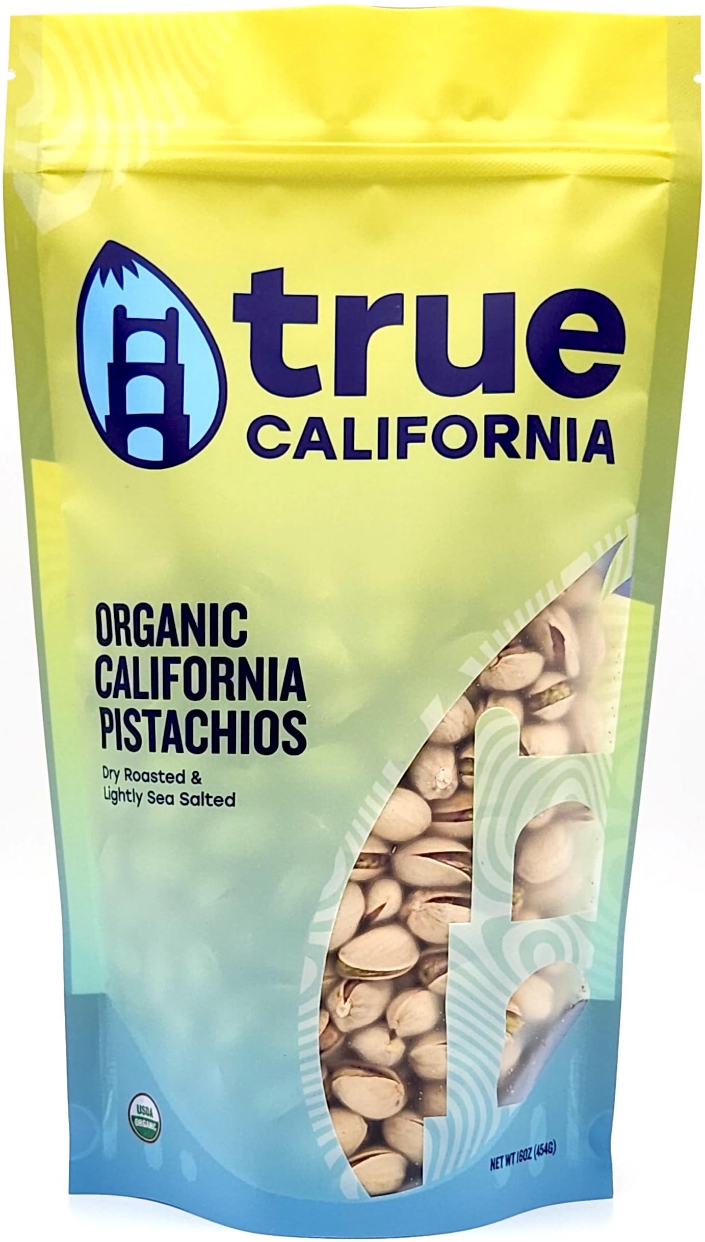 True California Organic Dry Roasted Pistachios, Lightly Salted, 1 lb, Vegan, Gluten Free, In-Shell