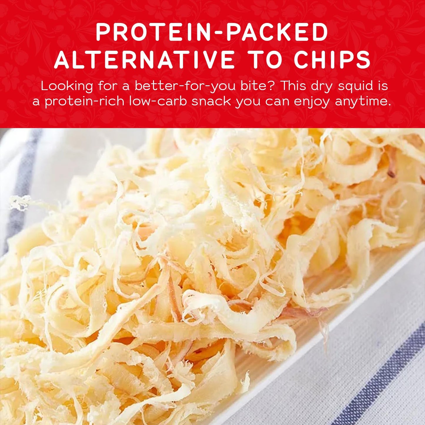 Shirakiku Prepared Shredded Squid Dried Squid Plain Flavor, 8 Ounce