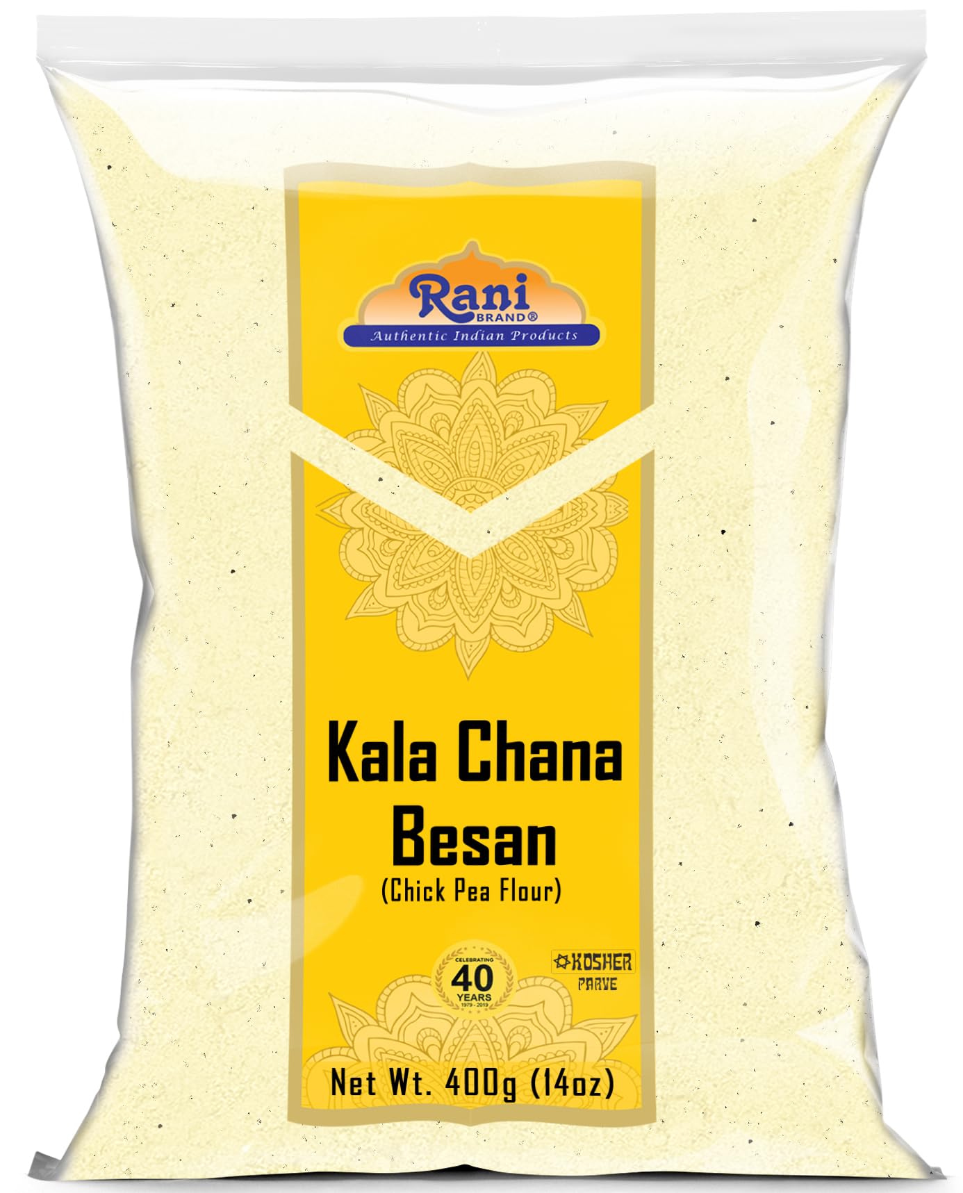 Rani Kala Chana Besan (Chick Peas Flour) 14oz (400g) ~ All Natural | Vegan | Gluten Friendly | NON-GMO | Kosher | Indian Origin