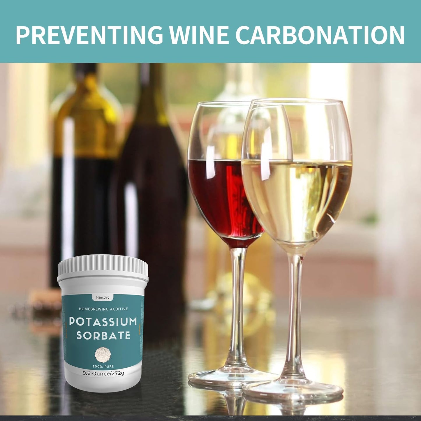 Hznxolrc Potassium Sorbate, Food Grade, 100% Pure, 9.6 oz, Ideal for Wine Making, Baking, and Home Brewing