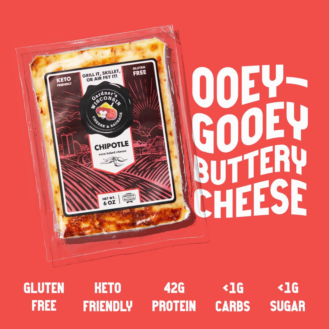 Gardner s Wisconsin Cheese and Sausage, 4 Pack of Oven Baked Cheese, Chipotle Flavor (6 Ounces Per Block) - Artisan Cheese Made
