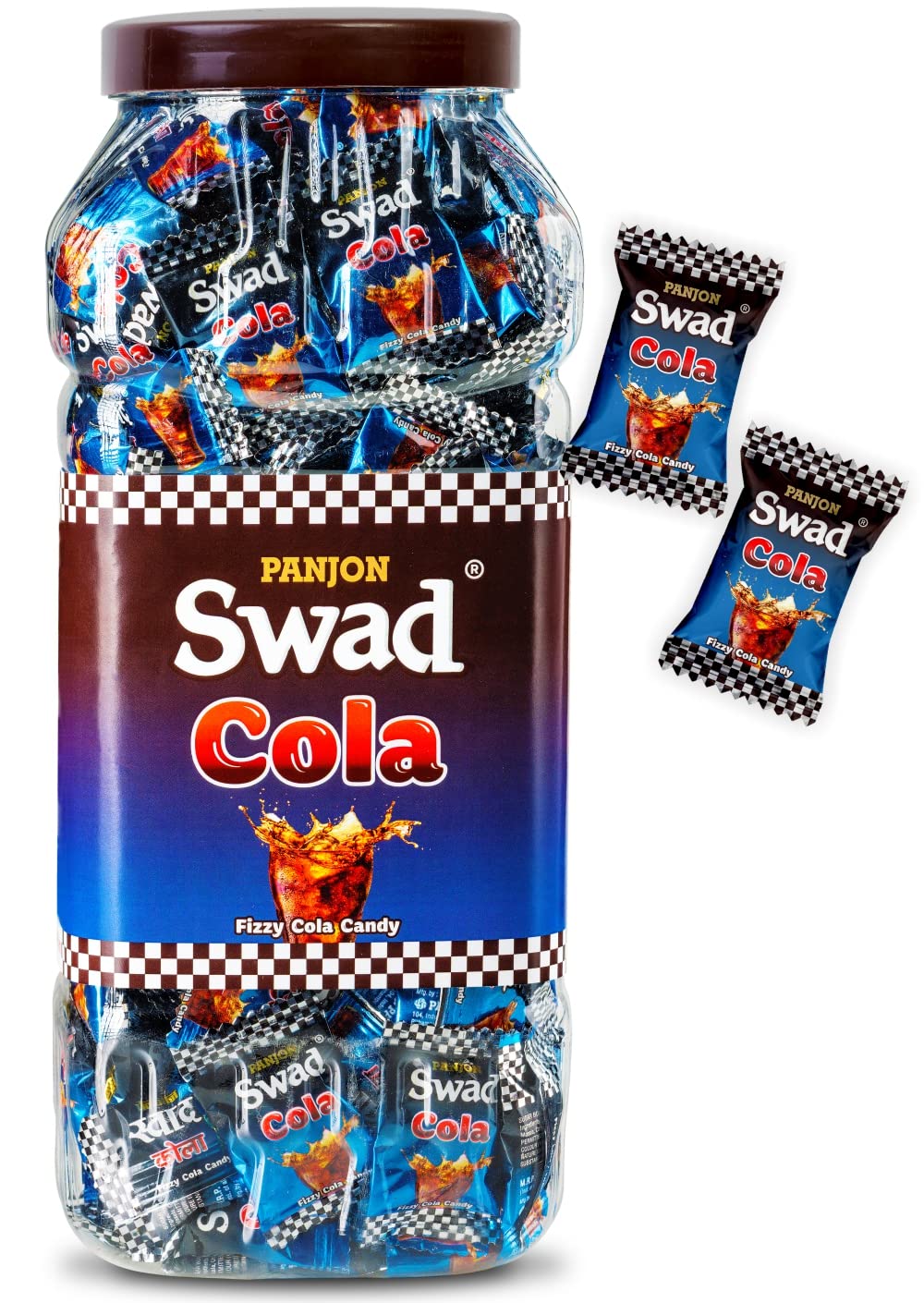 Swad Cola Candy | Chatpata Masala Cola Flavor Fizz Toffee| Sugar Candy Party Treats Pack | 150 toffee Jar.