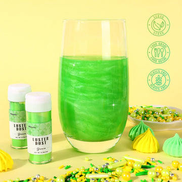 Green Edible Glitter For Cocktails, Green Luster Dust Edible 5G, Edible Glitter For Cake Decorating, Drinks Glitter, Perfect For