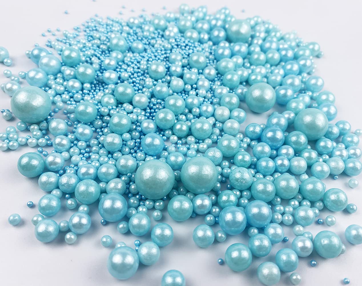 Kuting Sprinkles Edible Pearl Sugar Candy Cupcake Topper 120g Blue Glitter Mix for Baking and Decorating
